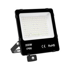 LED Floodlight 200W IP66 Zwart 30000lm met Sensor – Sosen Driver – 4000K